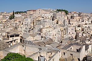 European Capital of CultureÂ in 2019 year, panoramic view on ancient city of Matera, capital of Basilicata, Southern Italy in ear